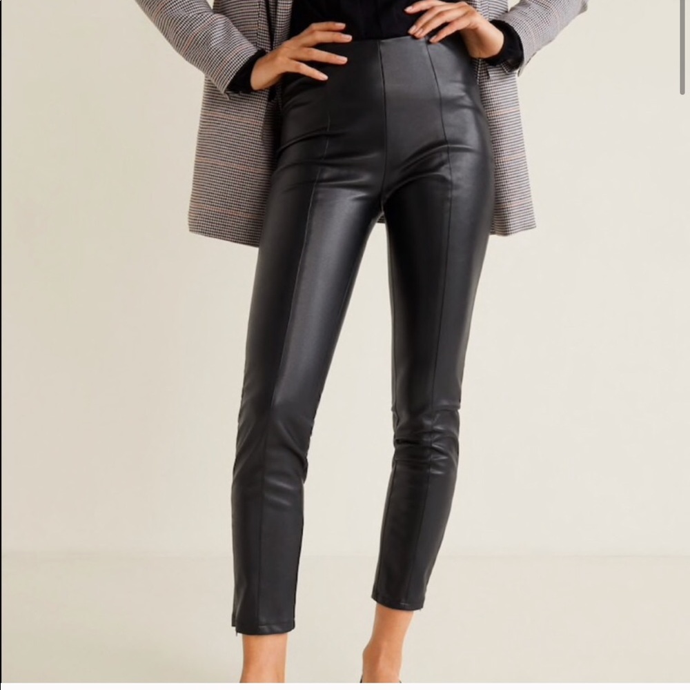 Mango Slim Fit Leather Trouser Legging